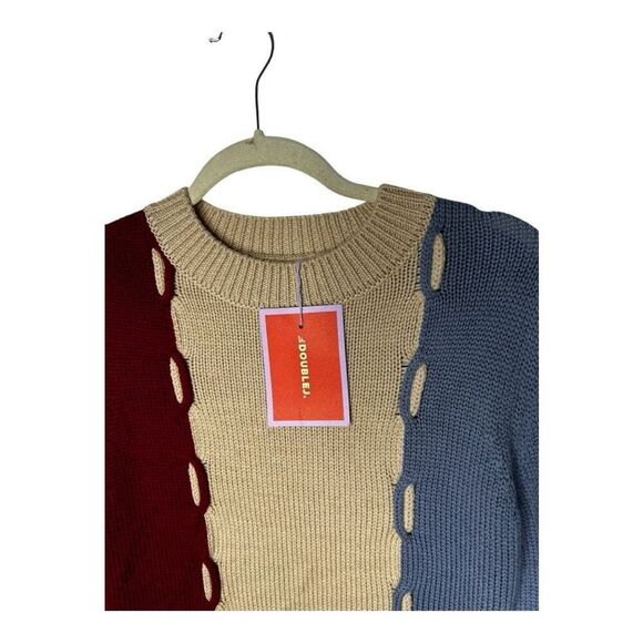 La DoubleJ. Braided Color block Long Sleeve Mini Sweater Dress Size M Wool - Picture 3 of 11